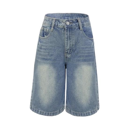 Women's Bermuda Jean Shorts High Waisted Knee Length Baggy Jorts Wide Leg Loose Denim Shorts with Pockets