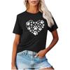 LIUguoo Women's T Shirts Cute Paw Heart Print Shirt Summer Short Sleeve T-Shirt Casual Loose Blouse Funny Graphic Tee Tops Black