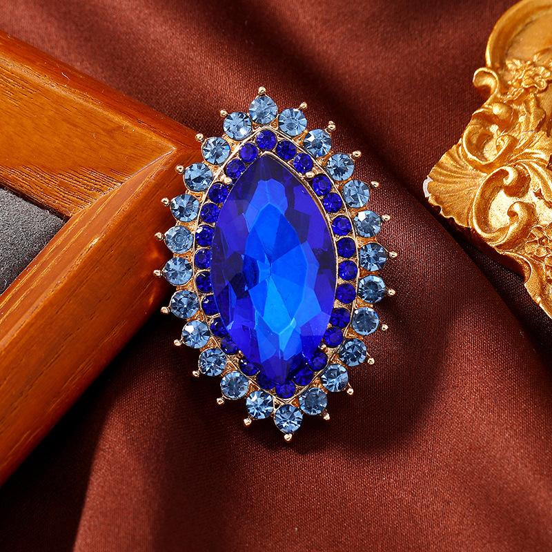 Vintage Chic Exaggerated High-end Exquisite Luxury Oval Ring - Trendy Sparkling and Open-ended