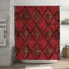 Luxury Bath Curtain with Vintage Metal Embossing Red Waterproof Shower Curtain for Home Decor (180x180cm)