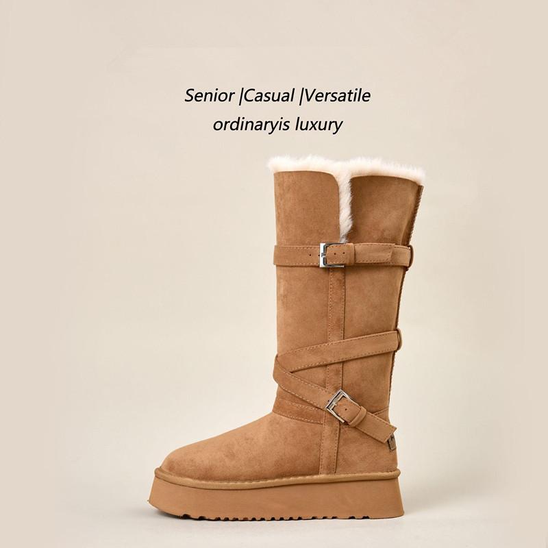 Женские снегоступы 2026 новые хлопковые ботинки осенние и зимние на толстой подошве высокие до колена снежные хлопковые 34