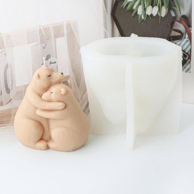 Hug Foxes Forma na aromaterapii na svíčky Tvar medvěda Vonné svíčky Silikonová forma Formy na aromaterapii Pryskyřice DIY Formy na klíče