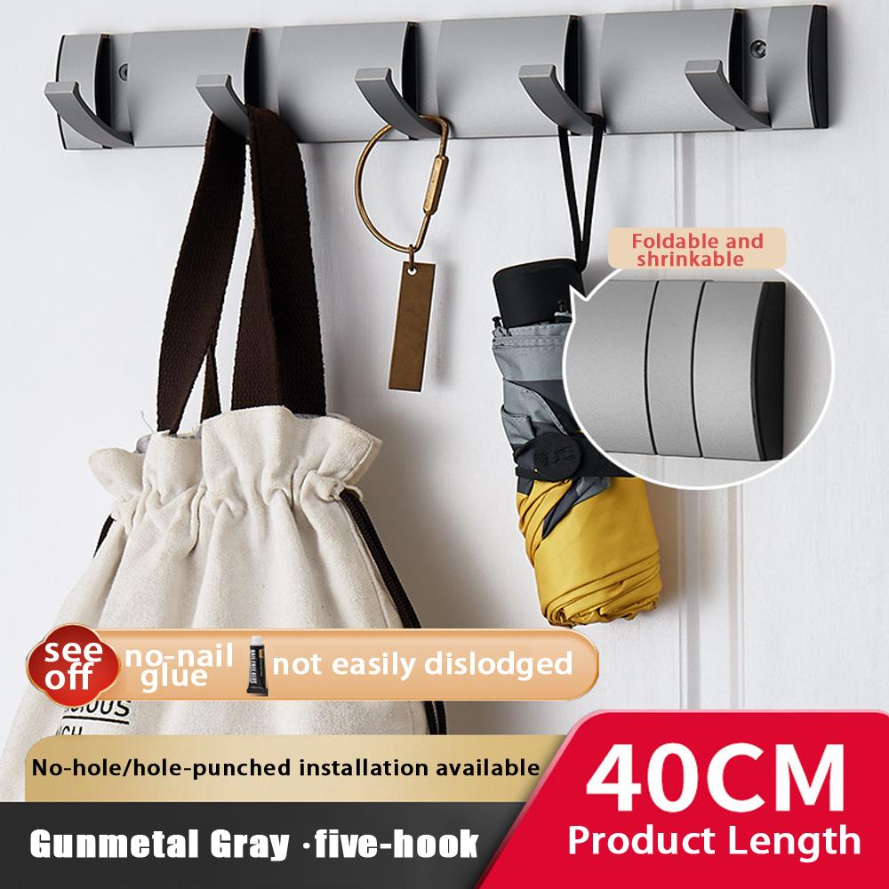 

Двойное назначение, не пробивная складная вешалка для одежды, настенная вешалка для одежды и шляп, ...