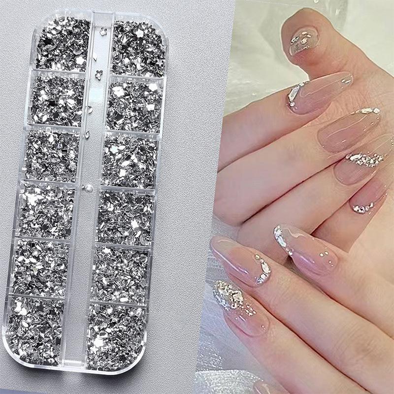 12 Grids/Box Nail Art Multi Shape Flat Back   Dazzling Diamonds Strass Manicure Tip 3D Decoration