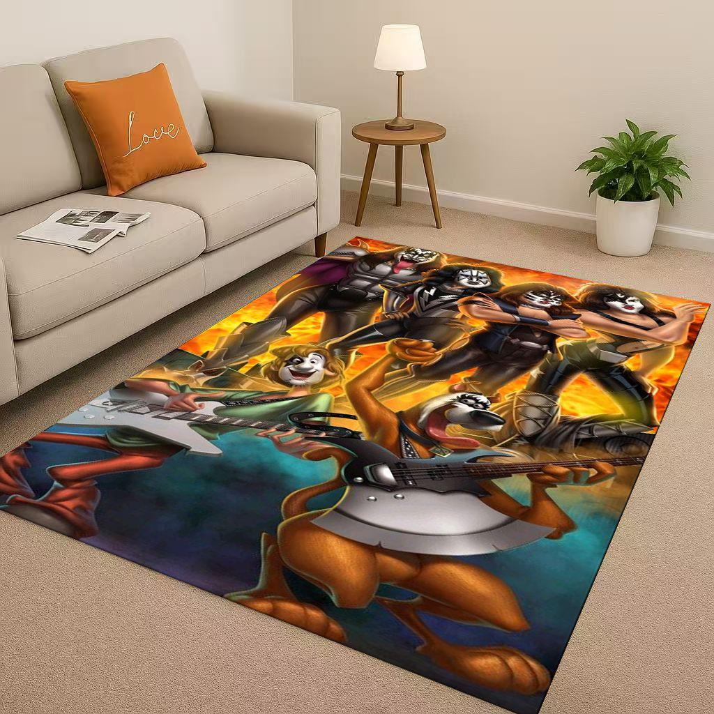 HD Kiss Rock Heavy Metal Band Gene Simmons Wohnzimmer Rutschfester Teppich für Schlafzimmer Spielzimmer Sofa, Heimdekoration Fußmatte