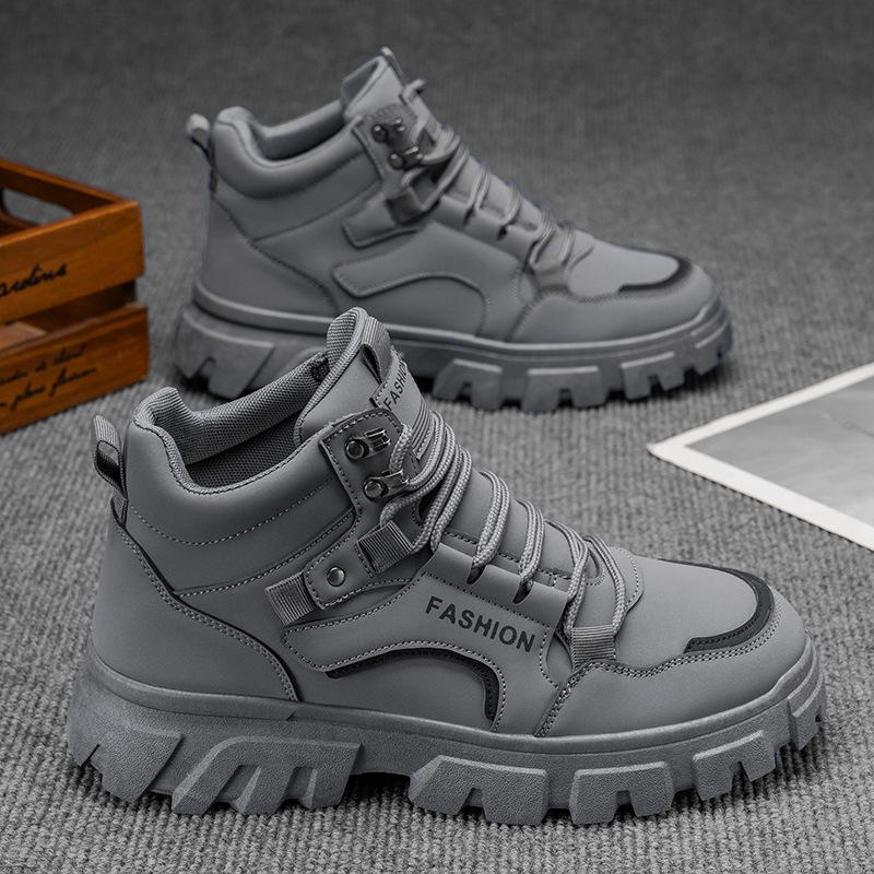 Fashion Men's High Top Boots Anti Slip Platform Anti-slip Comfortable Outdoor Hiking Boots Men's Fashion Trendy Workwear Shoes