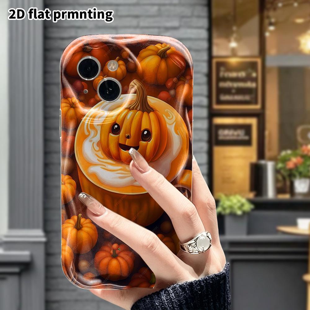 Phone Case: 2D Flat, Suitable for iPhone 18 17 16 15 14 13 12 Pro Protective Case, Phone Decoration, Cartoon Pumpkin Head, Halloween and Christmas Gif