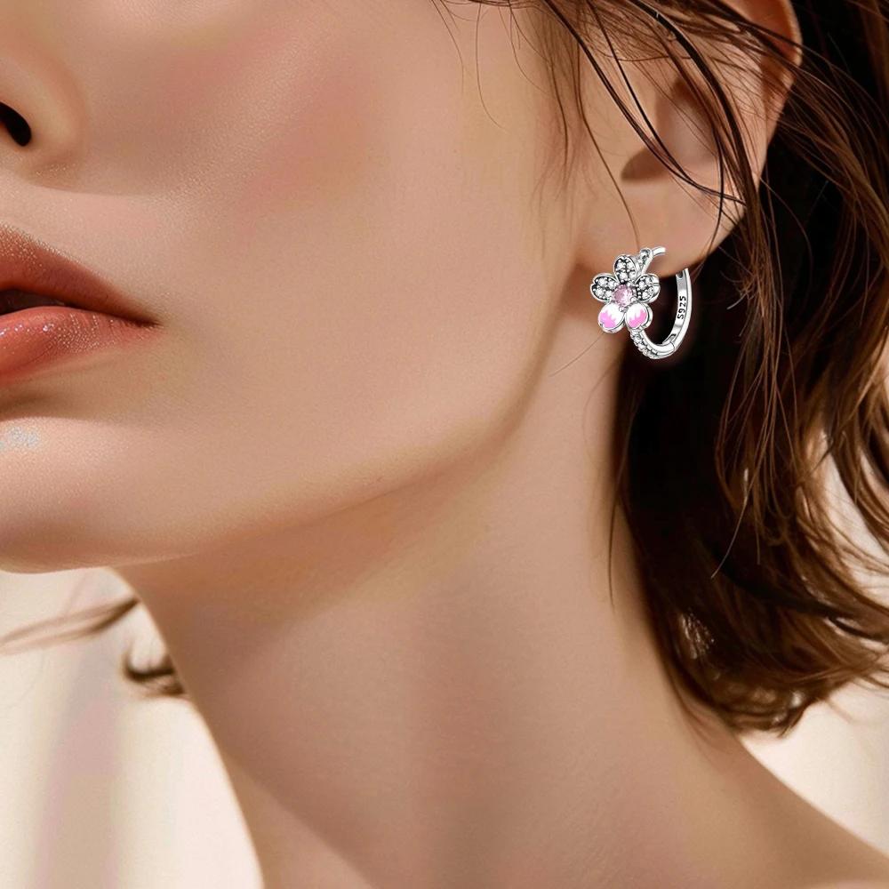 925 Silver Cute Shiny Stud Earring Bow Flower Unicorn Heart Shell Feather Fit Fashion Fine Jewelry Gift for Women