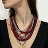 Handmade European Multi-Layer Rice Bead Necklace: Retro Exotic Beach Style In Contrasting Colors