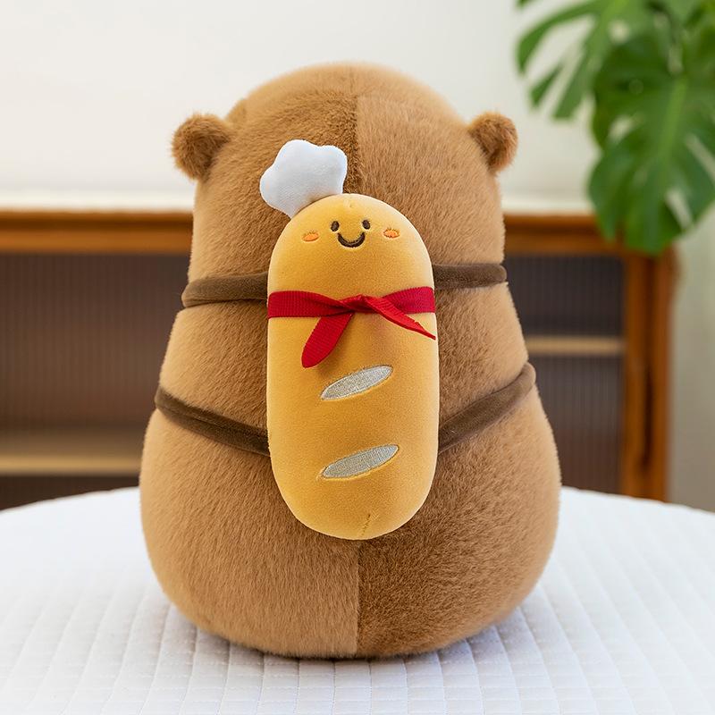 

New Creative Baking Kapibala Doll Baguette Capybara Plush Toy Grab Machine Doll Bedside Pillow 30 cm (0.4kg)