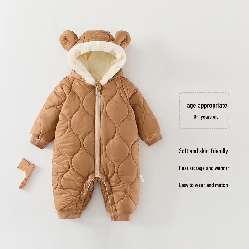 

Зимний ромпер с капюшоном для новорожденных: Плотный хлопковый костюм на флисовой подкладке для мальчиков и девочек 80cm (20-24 lbs)
