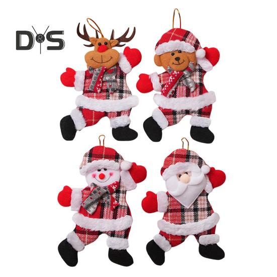 

4 шт. Рождественские украшения плюшевый снеговик Санта лось медведь кукла фигурка зимние подвесные украшения для рождественской елки домашний декор Sets красный/белый