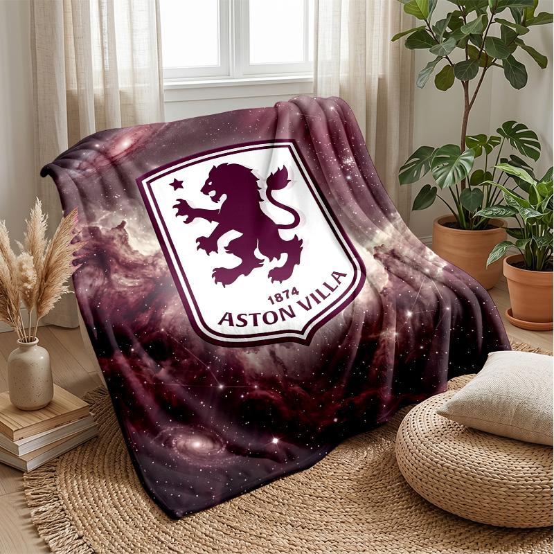 Aston Villa Football Print Flannel Blanket, Soft Warm Lightweight Throw Blanket for Sofa Bed Camping