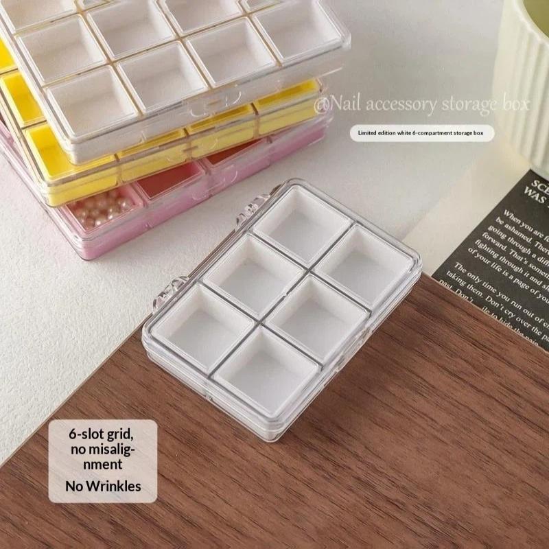 Nail Art Storage Box 6/12 Grids Eco-Friendly Plastic Case for Nail Rhinestones Beads DIY Craft Manicure Use