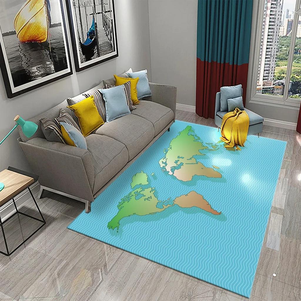 Map Rug Nautical Map Carpet Vintage Style Floor Carpets for Bedroom Living Room Floor Rug Large Area Rugs Door Mats Home Decor