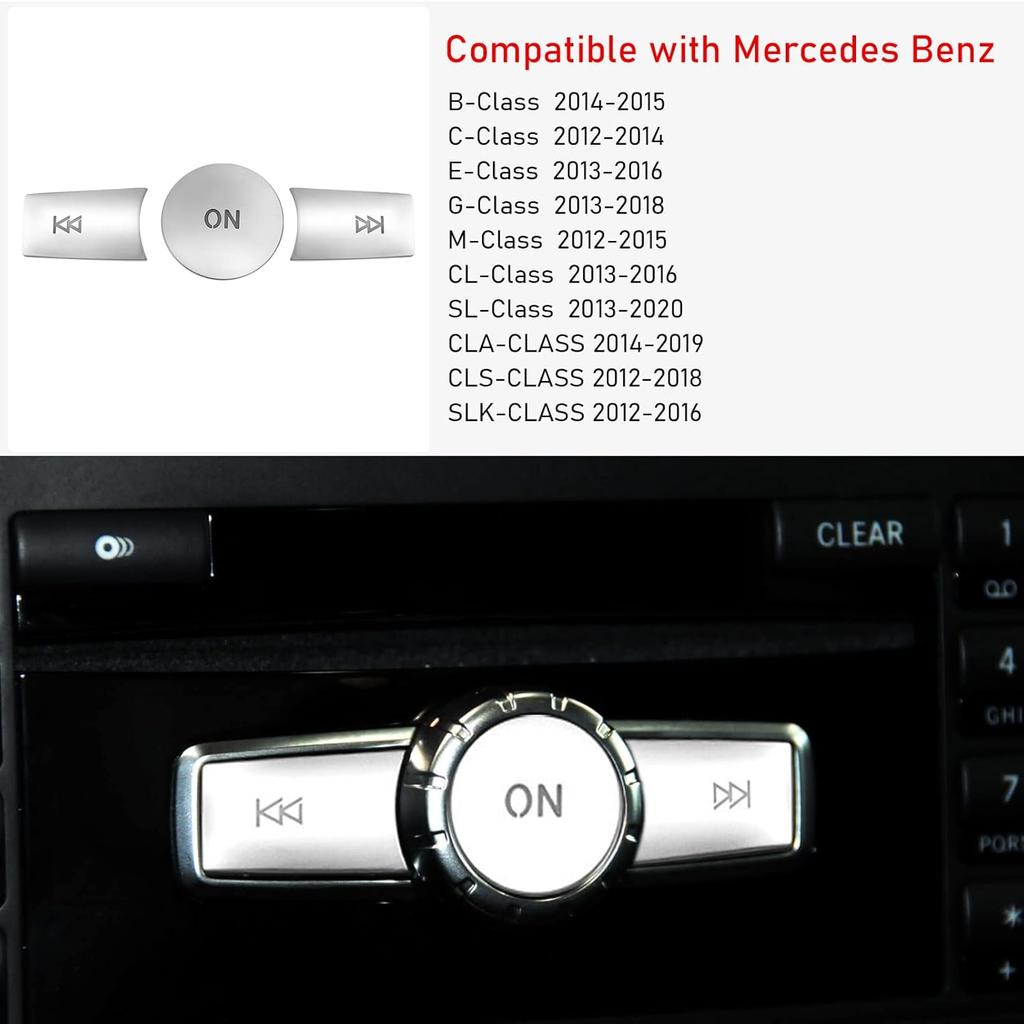 Jaronx Compatible with Mercedes Benz Radio Button Cover Stickers, X204/W204 Radio ON Volume Button Sticker Cover for Mercedes B W246/C W204/ E W212/