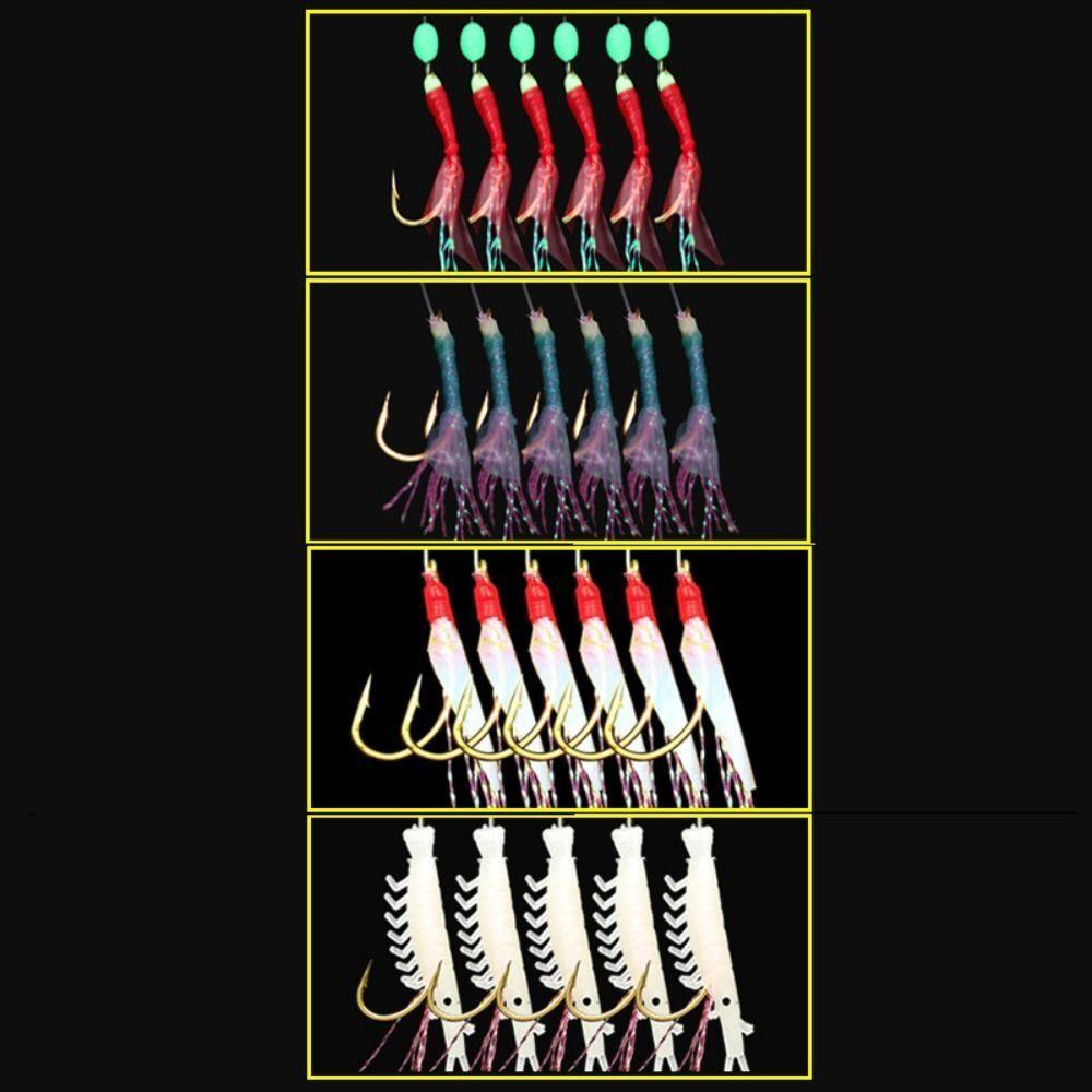 Colorful Fishing Tinsel Carp Rubber Gang Tackles Baits Sabiki String Golden Hooks Sea Fishing