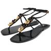 Zara Floral Embellished Toe Post Ankle Strap Flat Sandals Black Gold Women 13608510800