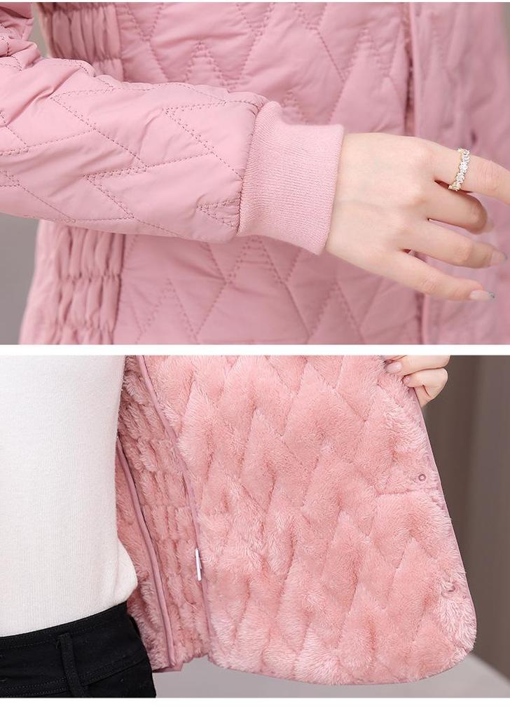 Women's Lightweight Cotton Padded Jacket with Velvet Lining - 2025 Trendy Short Style