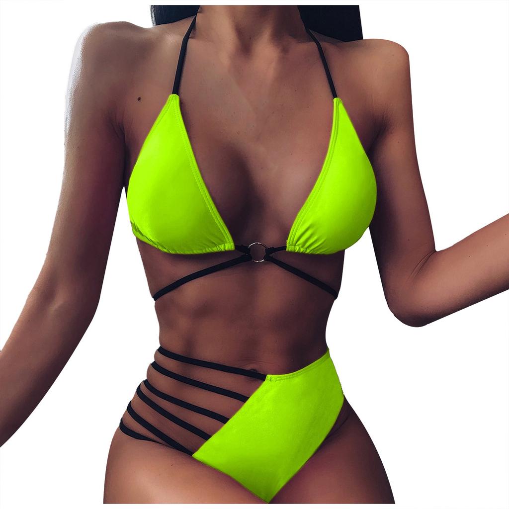 Women Split Bikini Sexy Leopard Print Swimwear Backless Swimsuit Bathing Suit