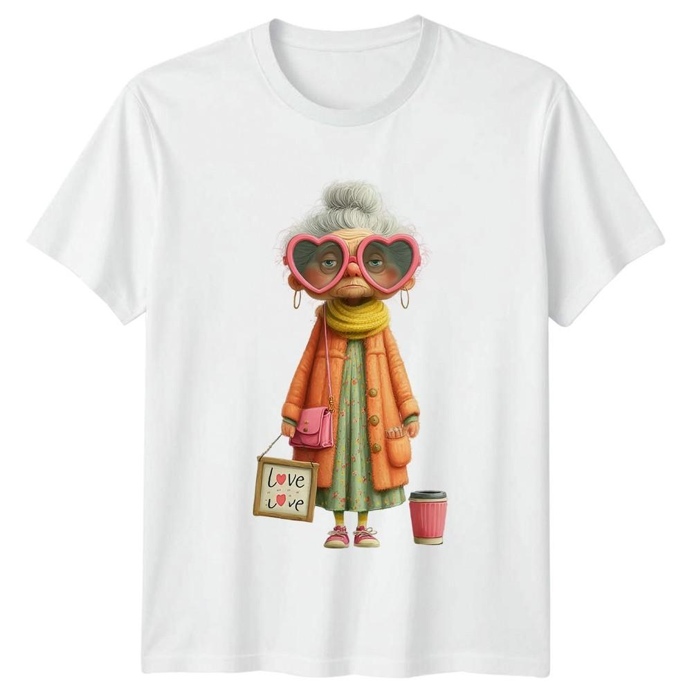 Elderly Unisex Heart Glasses Graphic Tee Unisex Top S
