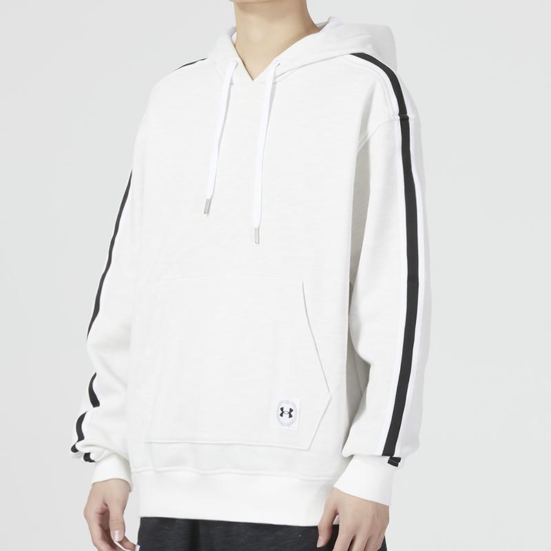 Under Armour Essential Heritage Fleece Hoodie With Logo Men Tops White 1373813-112