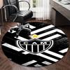 1PC round rug Black And White Stripes With Shield Printed Round Area Rug ,Rug For Home Office, Round Chair Rug,Carpet Fan gifts Christmas gift