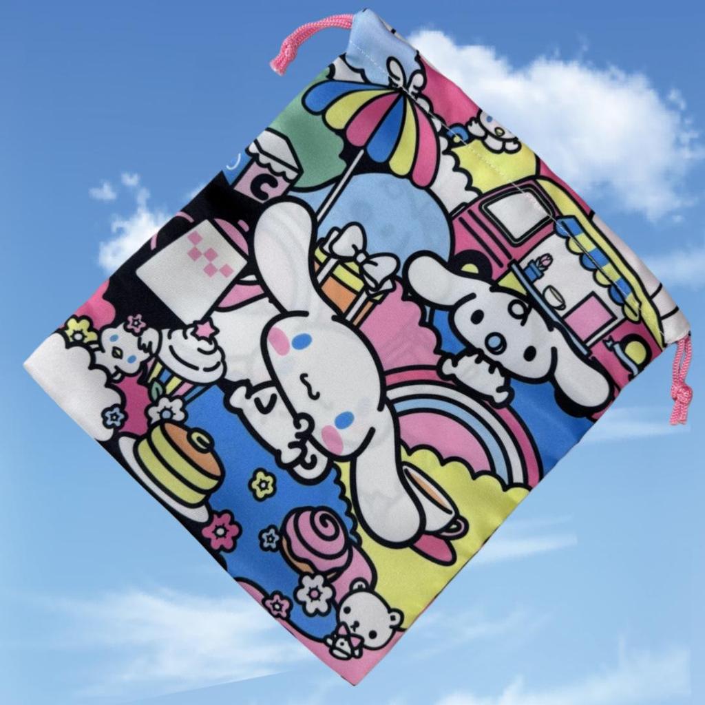 Large Sanrio Canvas Double-Sided Printed Drawstring Tote Bag, Eco-friendly Storage Solution
