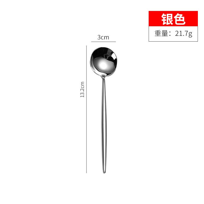 Edelstahl 304, Spiegelgeschirr, Messer, Suppenlöffel, Gabelgriff, verdicktes Messer, vierteiliges Gabel- und Löffelset