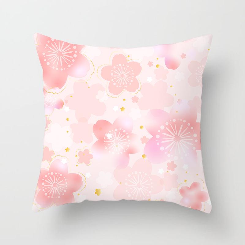 Peach Leather Velvet Fresh Pink Flower Pillowcase Home Sofa Pillow Cushion Cover Core-free