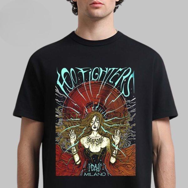 2026 Maglietta Foo Fighters Maglietta Poster Concerto Milano Rock Psichedelico Grafica T-shirt Band Grunge Maglietta Vintage Concerto Rock Merchandising per Fan