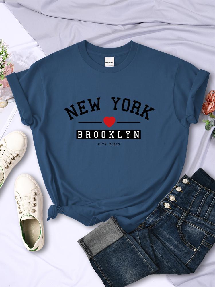 New York Brooklyn City Vibes Letter Print T Shirt Women Breathable Casual Tshirt Street Hip Hop Crop Top Summer Fashion Clothes