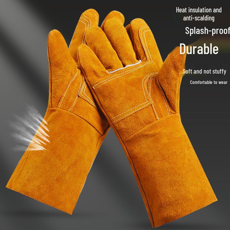 Seamless Anti-Scald Welding Gloves - High-Temperature Resistant, Thickened Cowhide, Soft, Wear-Resistant Protection