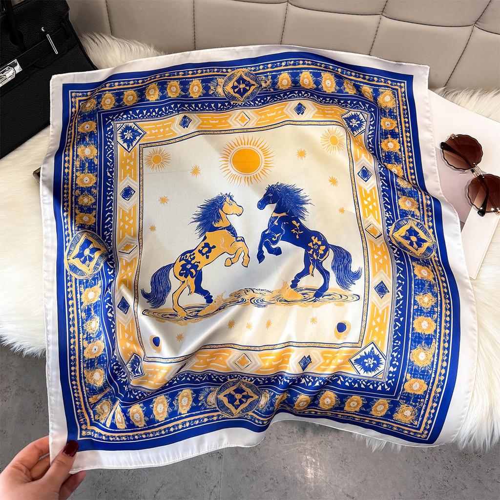 Fashion Square Fashion Foreign Style Small Silk Scarf Women'S Headband Decorative Scarf Dual-Purpose Small Square Scarf New Scarf