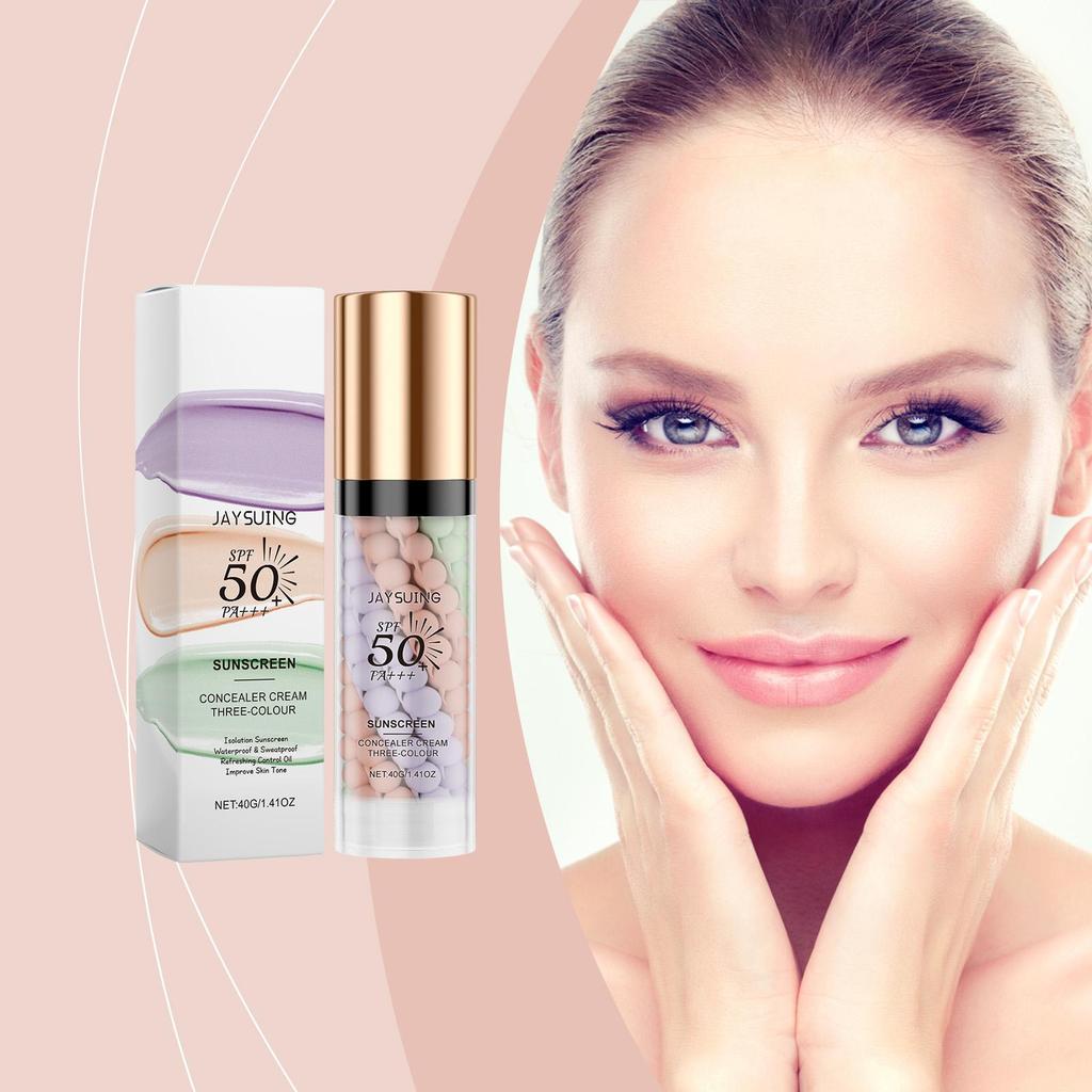 Tri-Color Protective Barrier Cream Concealer Barrier Cream Skin Care Moisturizing Blemish Coverage Smooth Makeup Holding