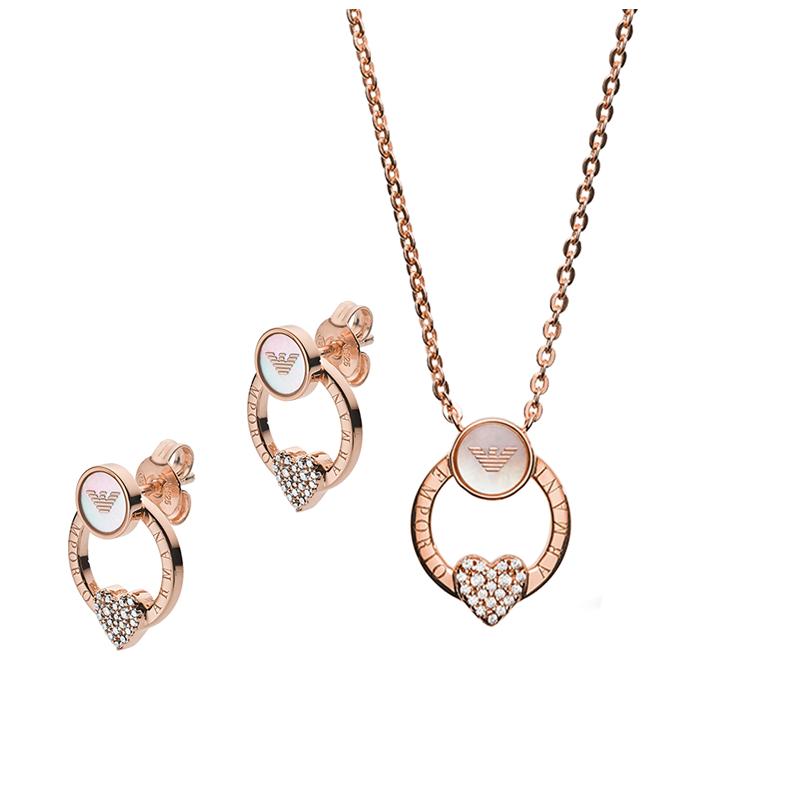 Emporio Armani Heart-shaped Diamond Silver Necklace Women's Rose Gold Rose Gold F Original Bag
