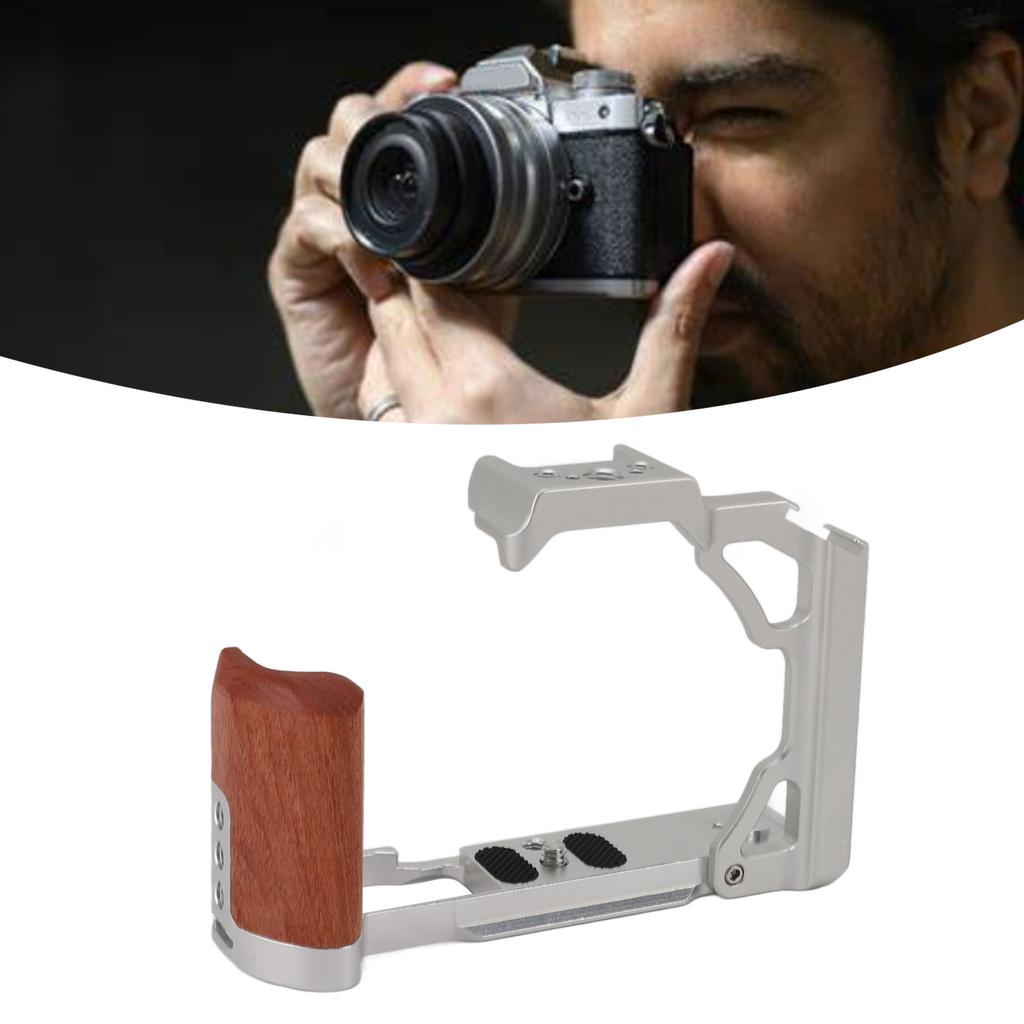 Camera Cage with Wood Handle Anodized Anti Slip Easy To Install Camera Video Cage for ZFC