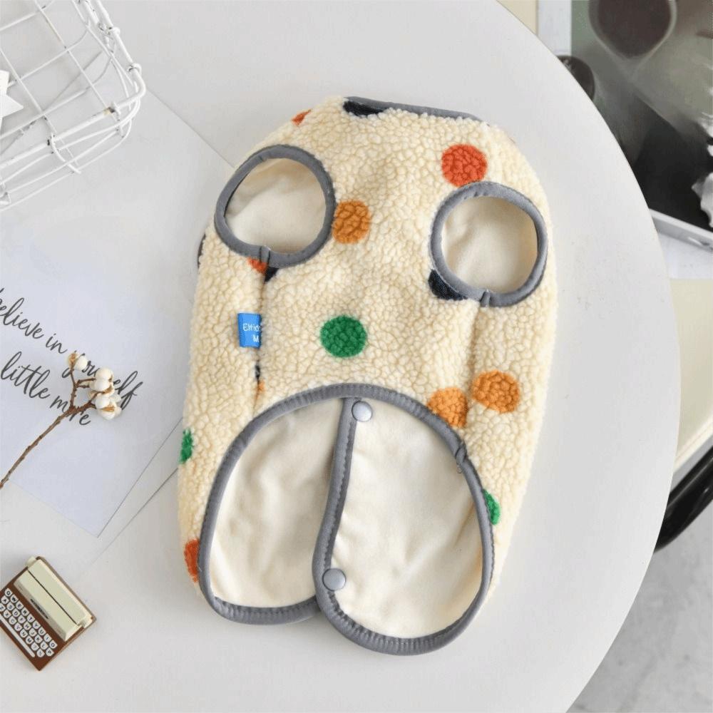 Puppy Apparel Warm Dog Hoodie Soft Sleeveless Pet Vest Fleece Dots Pattern Dog Coats Autumn Winter