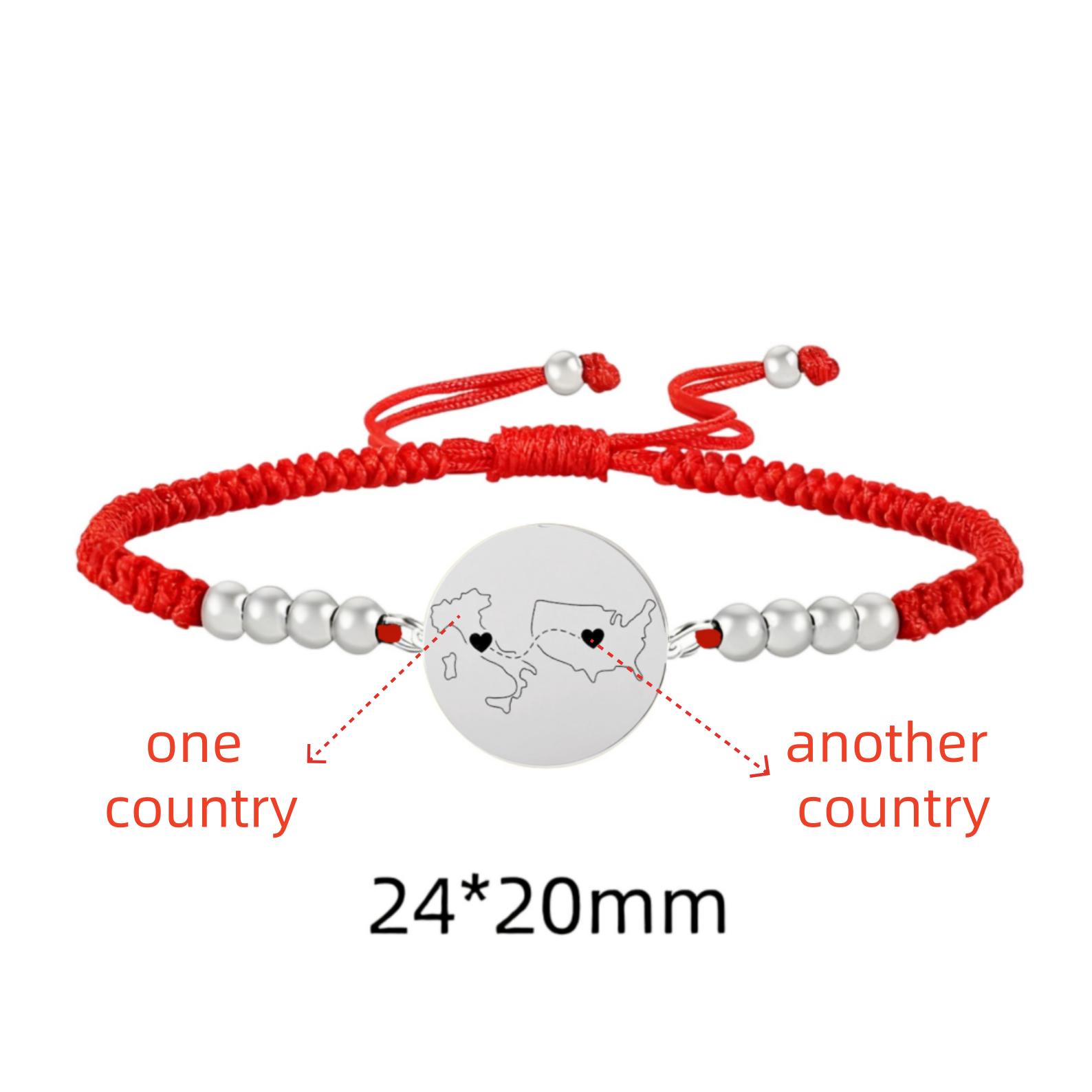 Personalized Country Map Bracelet Custom Long Distance Couples Bracelet State Bracelet Relationship Gift Two Home Bracelet adjustable