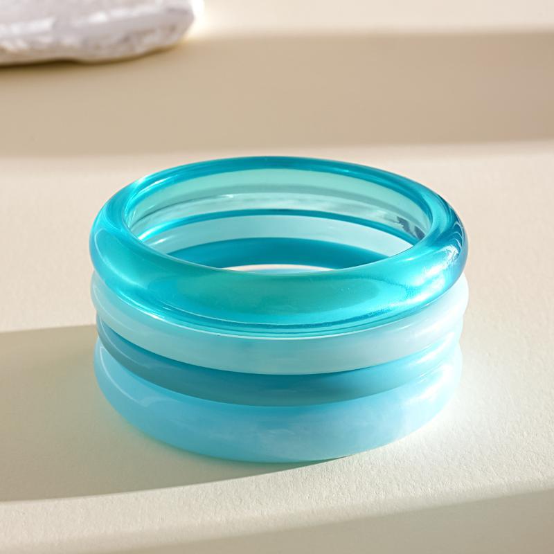 Y2K Boho Vintage Resin Bangle Women Wide Round Bracelet Dopamine Color Statement Wrist Jewelry For Daily Party Wear Accessories