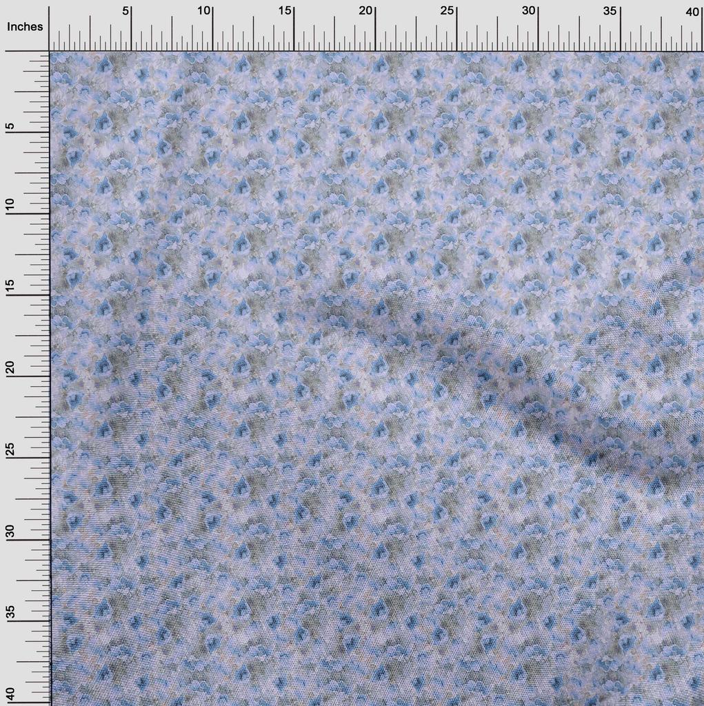 oneOone Cotton Poplin Light Blue Fabric Abstract Floral Sewing Fabric By The Yard Printed Diy Clothing Sewing Supplies 42 Inch