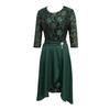 2 Pcs/Set Women Prom Dress Skirt Set Hollow Out Lace Ruffle Hem High Waist Round Neck Three Quarter Sleeve Ankle Length Banquet Maxi Dress