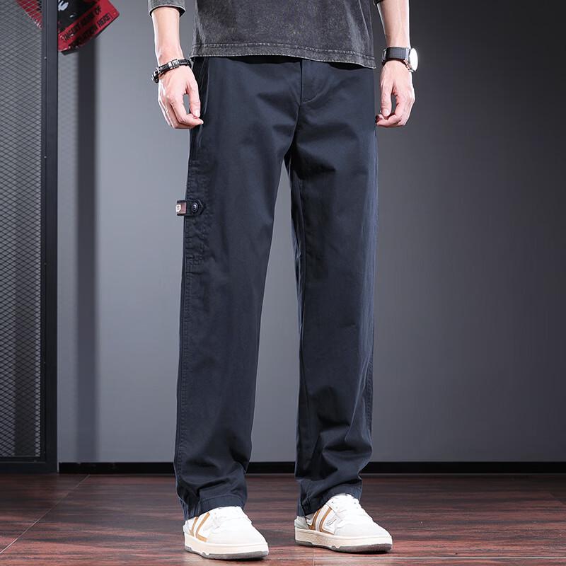 JIELEINUO Men's Relaxed Fit Straight-Leg Cotton Casual Pants