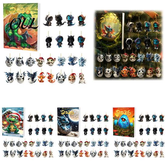 Acrylic Dragon Hanging Ornaments Advent Calendars 2026, 24 Days Christmas Countdown Calendar with To Ornaments, Collectible Pendants for Kids, Adults