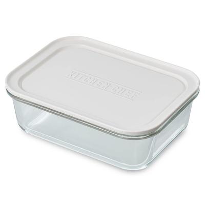 IRIS OHYAMA Glass Container 1520ml White Can Be Stacked for Storage No Juices Leaking Heatable Up To Can Be Served Directly On the Dining Table