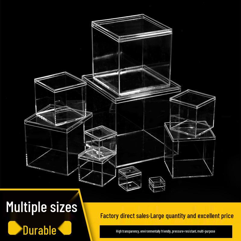 Transparent Square Acrylic Storage Box for Figures - Dustproof Food-grade Plastic, PS Wedding Candy Box with Lid
