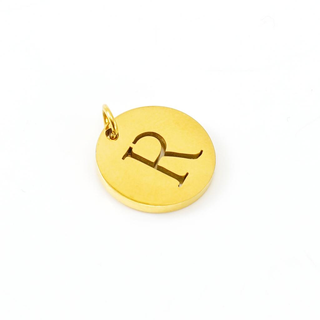 New titanium steel English letter DIY pendant fashionable stainless steel round hollow letter pendant
