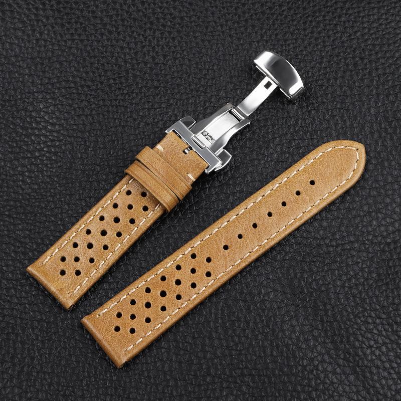 Breathable Genuine Leather Watchbands Women Men 5 Colors Strap 20mm 22mm 24mm Smart Watch Band Deployment Clasp