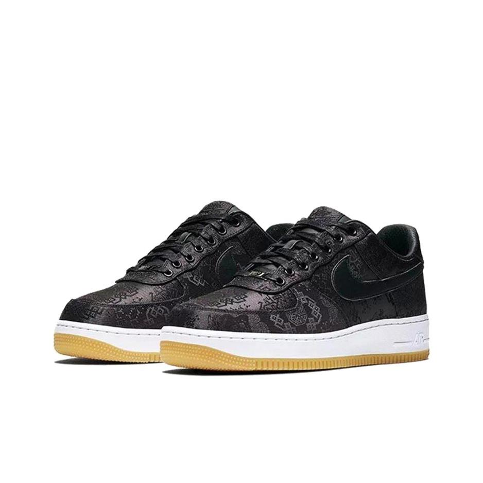 Fragment Design x CLOT x Nike Air Force 1 Black Silk Unisex Sneakers Cool-Grey Wolf-Grey Pure-Platinum CZ3986-001