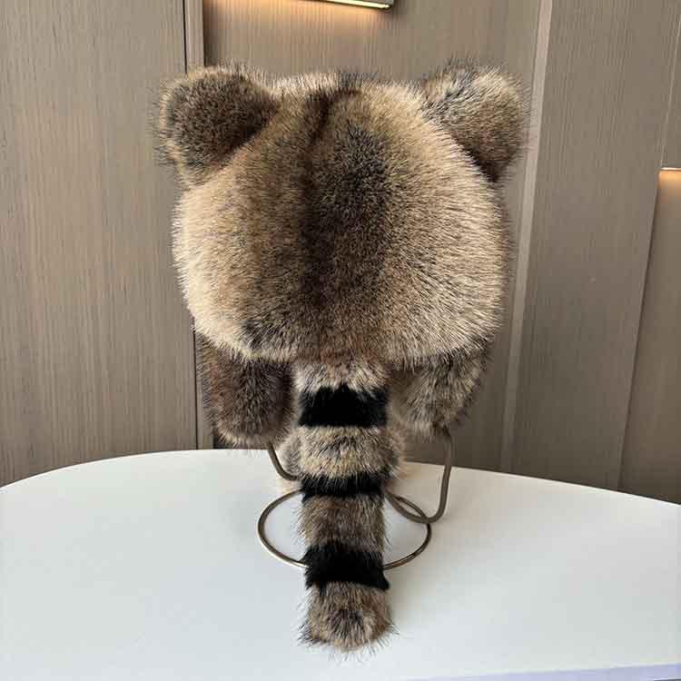 Pälsmössa Dam Imitation Rävpäls Vinter Varm Förtjockad Mongolisk Mössa Mode Söt Lei Feng-mössa